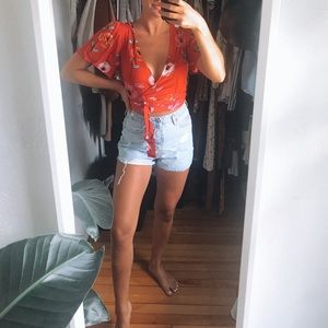 Floral wrap top
